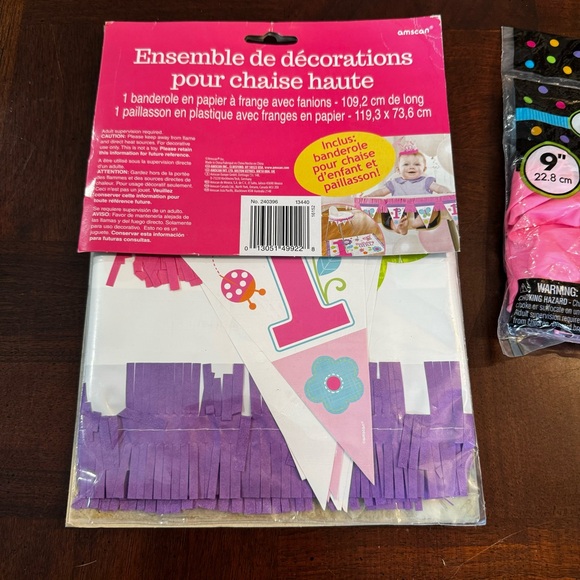 1st Birthday High Chair Decorating Kit Banner Floor Mat Balloons Party - Picture 3 of 4